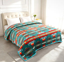 Load image into Gallery viewer, Green Aztec Super Plush Blanket
