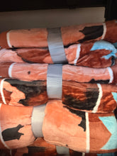 Load image into Gallery viewer, Rayna Red Cow Aztec Queen Blanket

