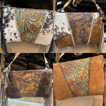 Load image into Gallery viewer, Tooled Floral Fringe Crossbody Purse

