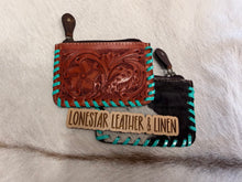 Load image into Gallery viewer, Tooled Cowhide Coin Purses

