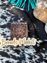 Load image into Gallery viewer, Cowhide &amp; Tooled Leather Flasks
