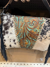 Load image into Gallery viewer, Tooled Floral Fringe Crossbody Purse
