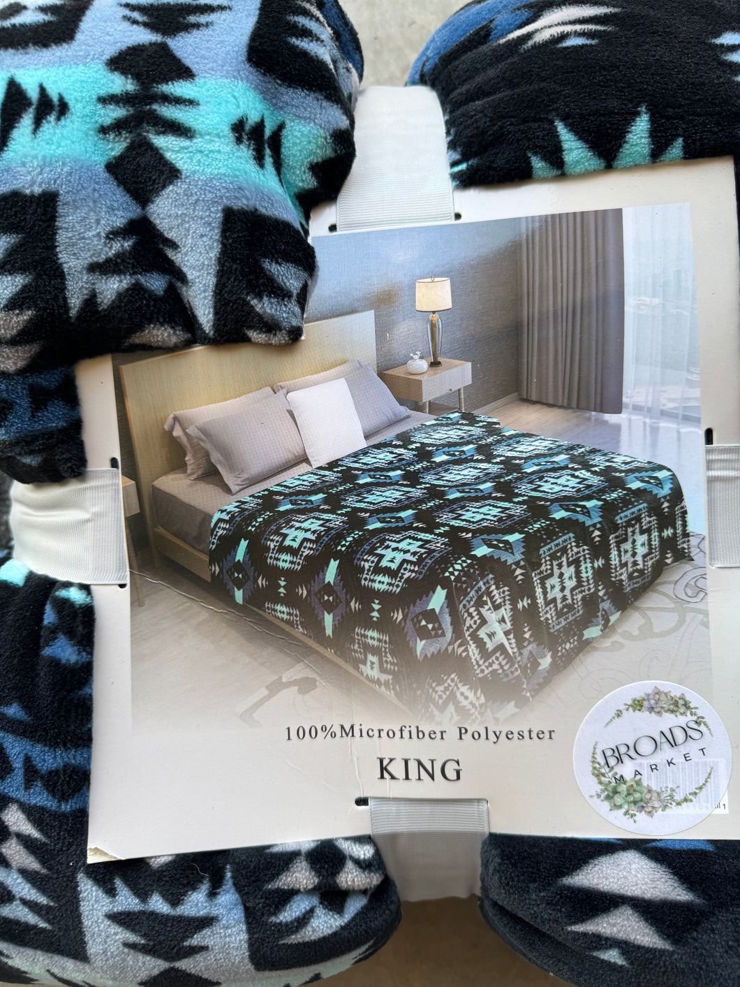 Teal & Black Aztec Randa Super Plush Blanket