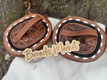 Load image into Gallery viewer, Cowhide &amp; Tooled Leather Cosmetic Jewelry Cases
