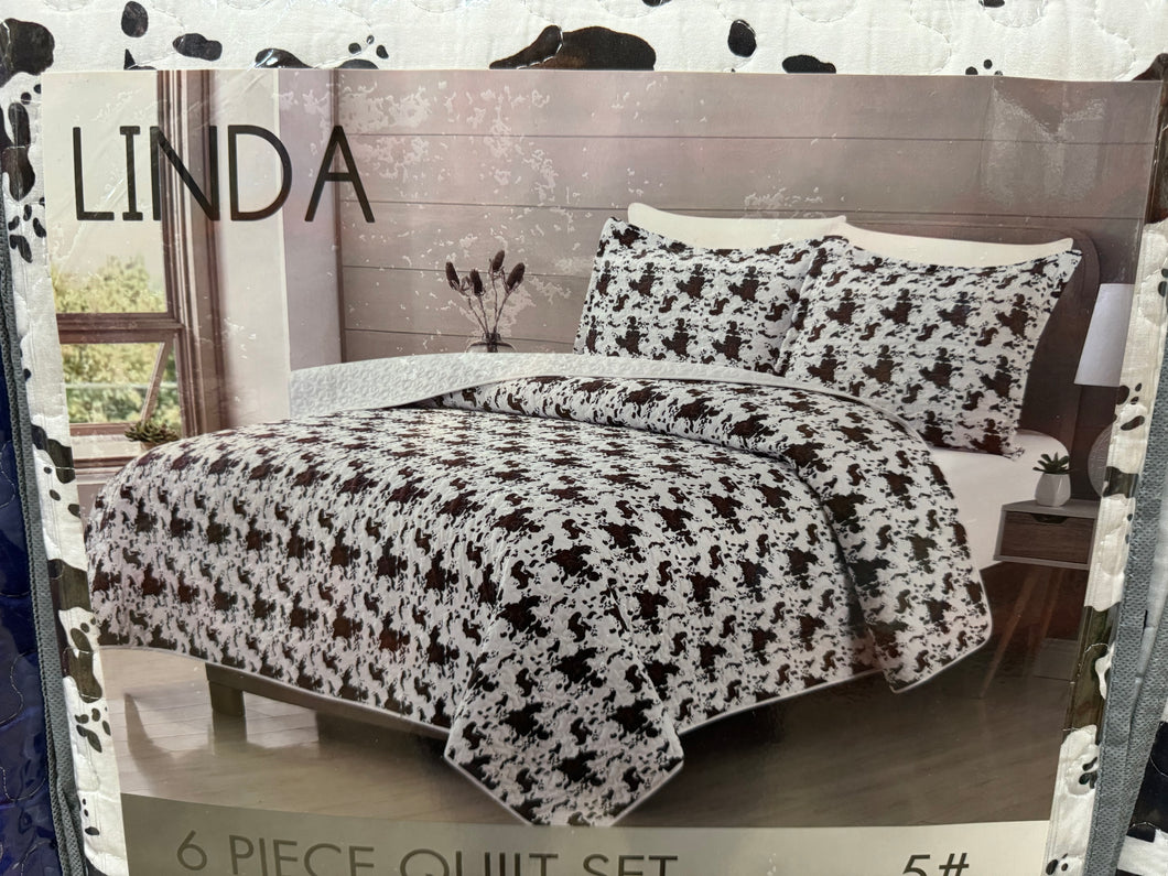 Cow Print 6 Piece King Bedding Set