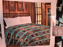 Load image into Gallery viewer, MIA Ina Turquoise &amp; Brown Super Plush Blanket
