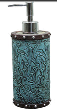 Load image into Gallery viewer, Turquoise Tooled Hand Soap Pump
