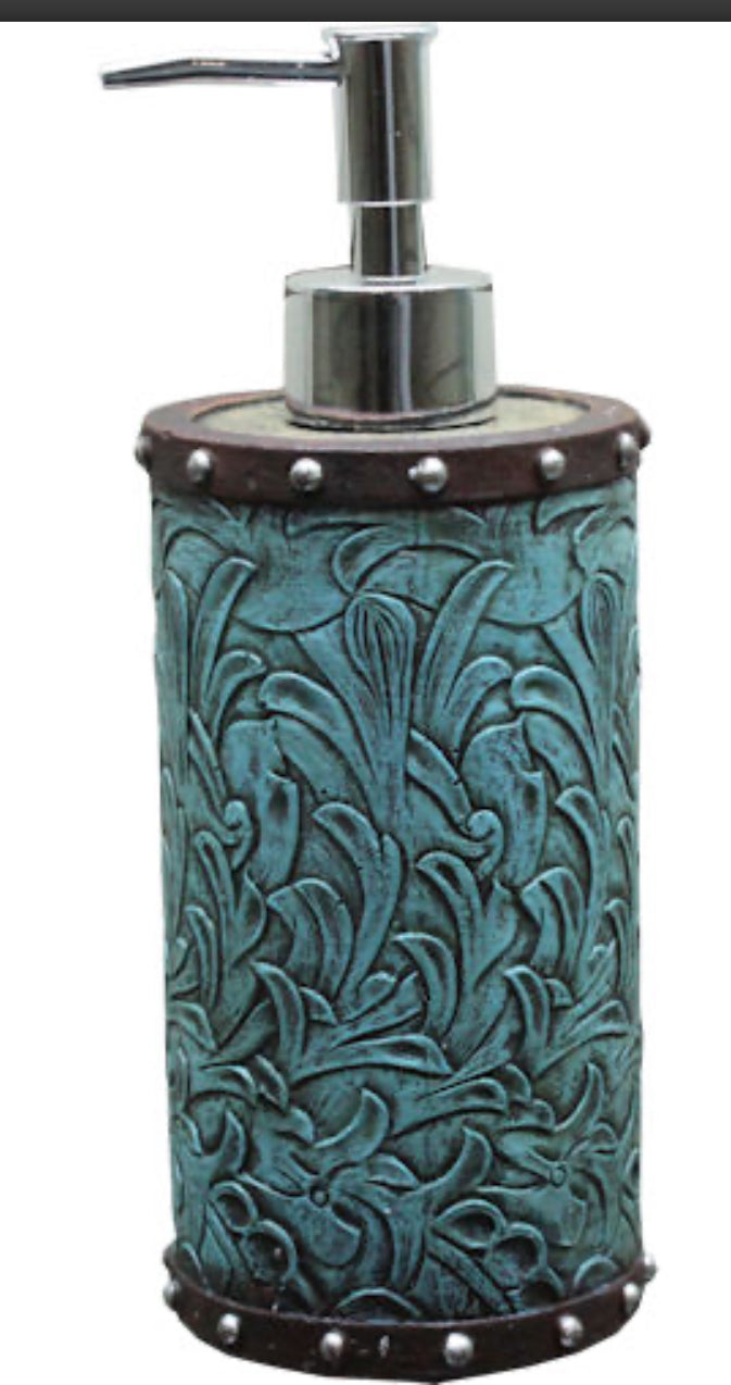 Turquoise Tooled Hand Soap Pump