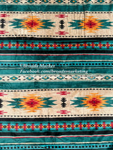 Load image into Gallery viewer, Queen Turquoise Aztec Plush Blanket
