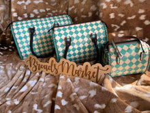 Load image into Gallery viewer, Teal Checkered Speedy Purse
