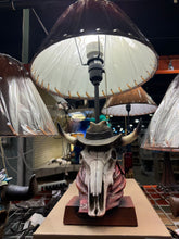 Load image into Gallery viewer, RA7376 Red Bandana Cowskull Lamp
