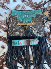 Load image into Gallery viewer, Turquoise Casino 777 Tooled Leather Fringe Purse
