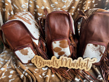 Load image into Gallery viewer, Beige Red Fringe Cowhide Backpacks
