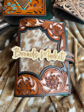 Load image into Gallery viewer, Tooled Leather &amp; Cowhide Bible Book Covers
