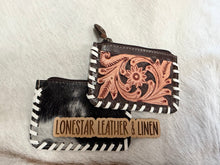 Load image into Gallery viewer, Tooled Cowhide Coin Purses
