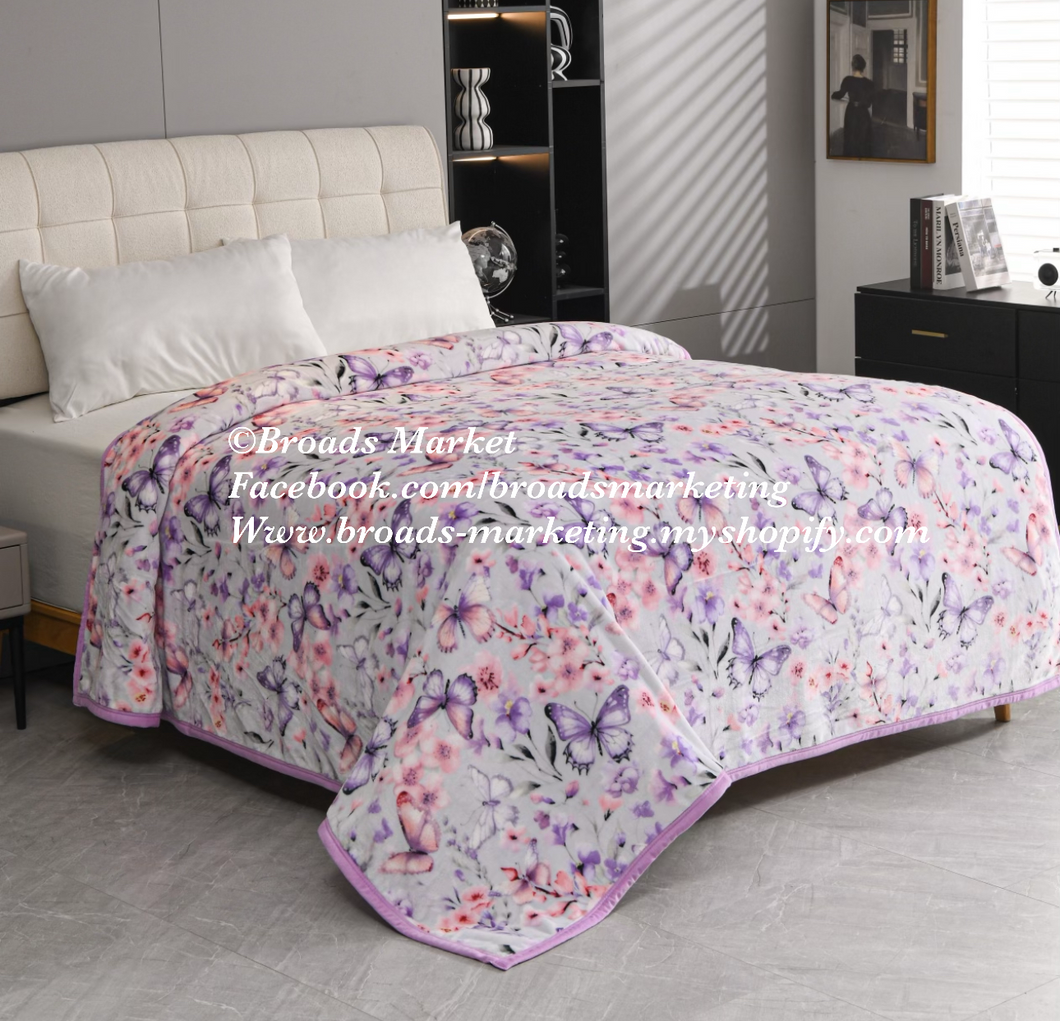 Lena Purple Butterfly Super Plush Blanket