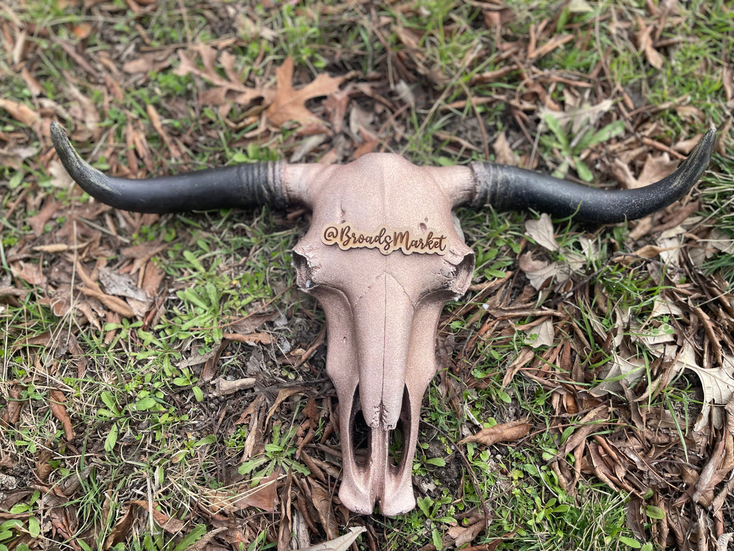 Dusty Rose Sparkle Custom Cowskull