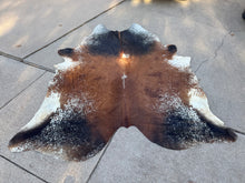 Load image into Gallery viewer, Stunning Rare Tricolor Salt &amp; Pepper Cowhide Rug 109x90” SP125
