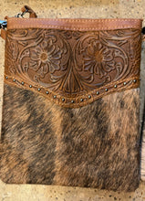 Load image into Gallery viewer, Cowhide Studded Tooled Crossbody
