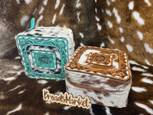 Load image into Gallery viewer, Beautiful Tooled Leather &amp; Cowhide Jewelry Cases

