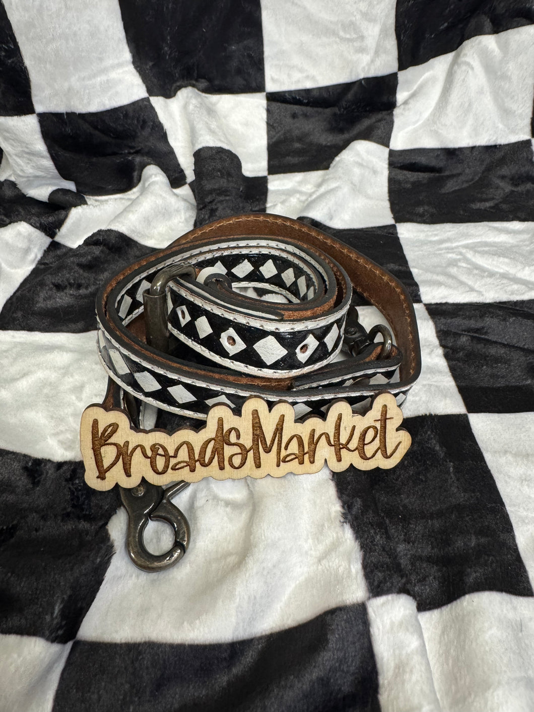 Leather Checkered Purse Strap 44-48”