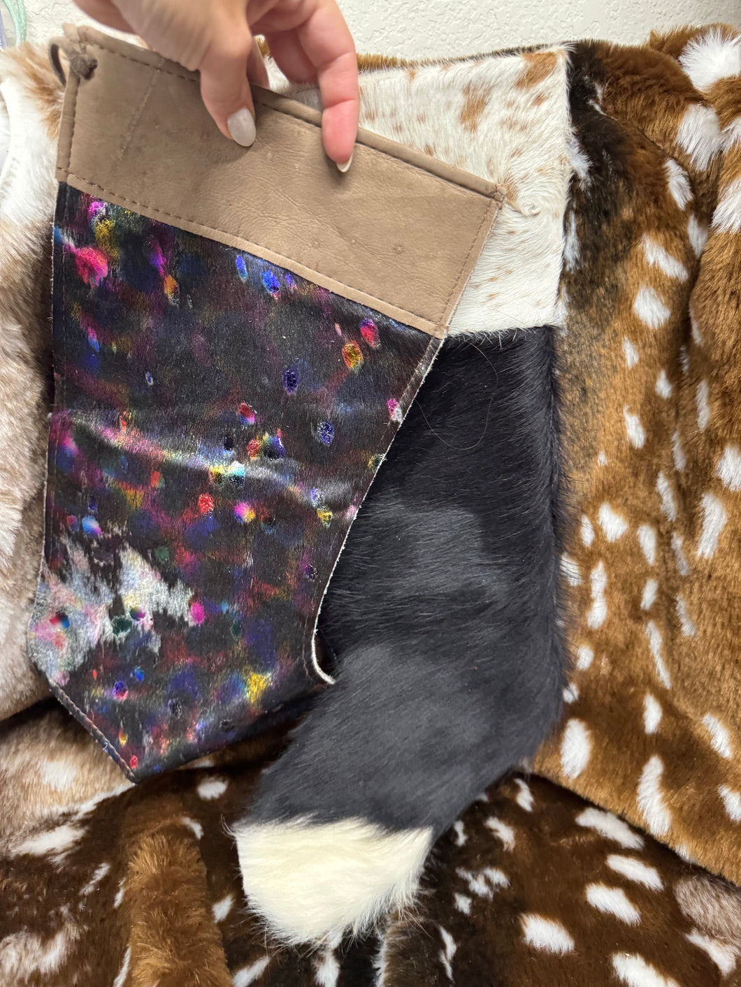 Set of 2 Cowhide Stockings