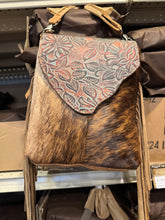 Load image into Gallery viewer, BA2825 Tooled Floral Flap Cowhide Crossbody Purse
