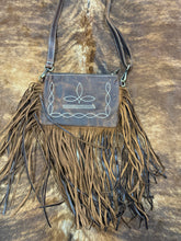 Load image into Gallery viewer, Distressed Leather BootStitch Crossbody Purse
