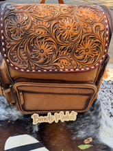 Load image into Gallery viewer, Distressed Tooled Leather Backpack
