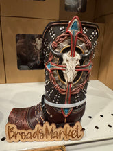 Load image into Gallery viewer, RA7369 Cowskull Cross Boot Piggy Bank
