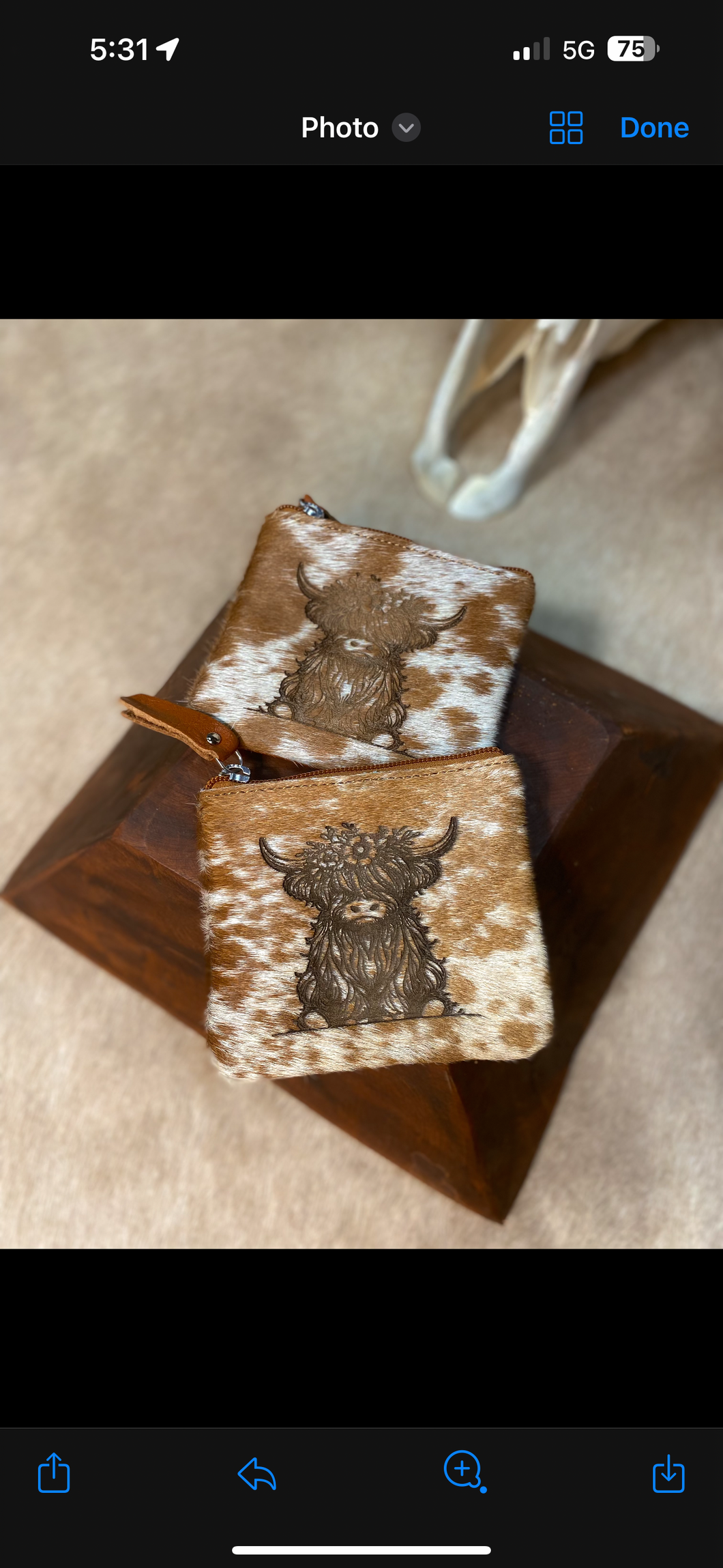 Highland Cow Laser Engraved Cowhide Coin Purse