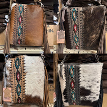 Load image into Gallery viewer, Aztec Diamond Stitched Cowhide Crossbody Purse

