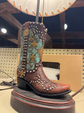 Load image into Gallery viewer, RA1072 Teal Studded Boot Vase
