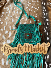 Load image into Gallery viewer, Turquoise Stone Crossbody Fringe Purse
