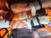 Load image into Gallery viewer, Mandarin Grey &amp; Orange Aztec A28 Super Plush Blanket
