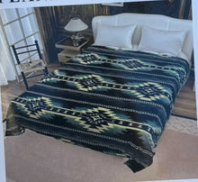 Load image into Gallery viewer, Navy Aztec Naveen Super Plush Blanket S9
