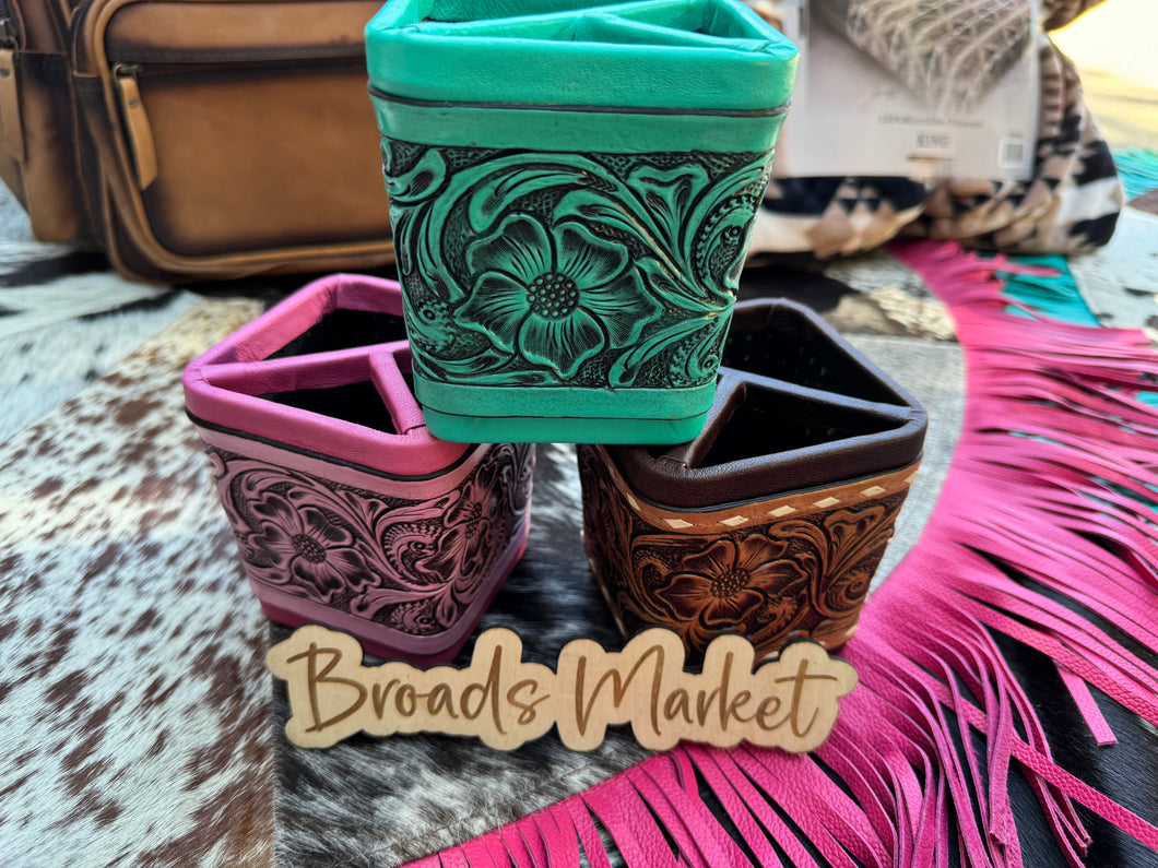 Tooled Leather Cowhide Cups