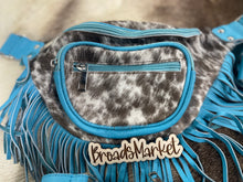 Load image into Gallery viewer, Blue Fringe Cowhide Leather Fanny Bum Sling Bags
