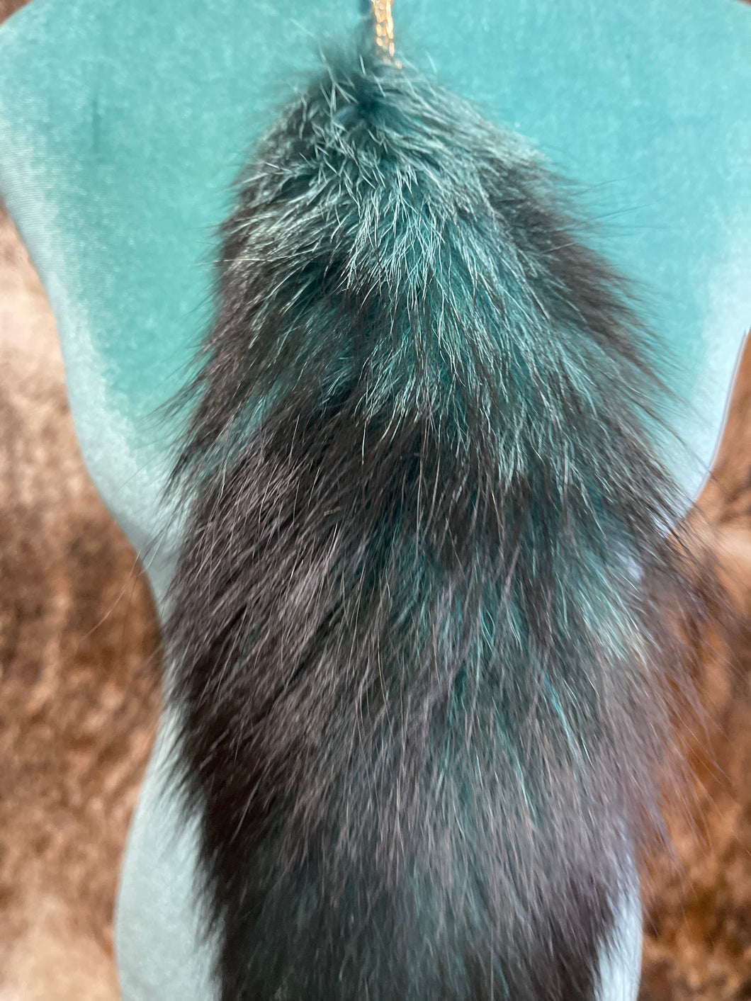 Turqouise Fox Tail Keychain