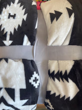 Load image into Gallery viewer, Black &amp; White Aztec Queen Blanket
