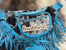 Load image into Gallery viewer, Blue Fringe Cowhide Leather Fanny Bum Sling Bags
