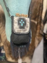 Load image into Gallery viewer, Cowhide Fringe Crossbody Purse Black
