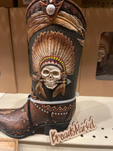 Load image into Gallery viewer, Cowskull Skeleton Chief Boot Vase
