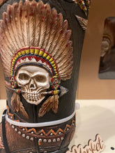 Load image into Gallery viewer, Cowskull Skeleton Chief Boot Vase
