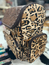 Load image into Gallery viewer, Cheetah Tooled Cowhide Backpack
