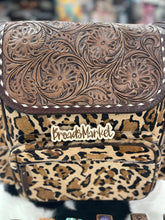 Load image into Gallery viewer, Cheetah Tooled Cowhide Backpack
