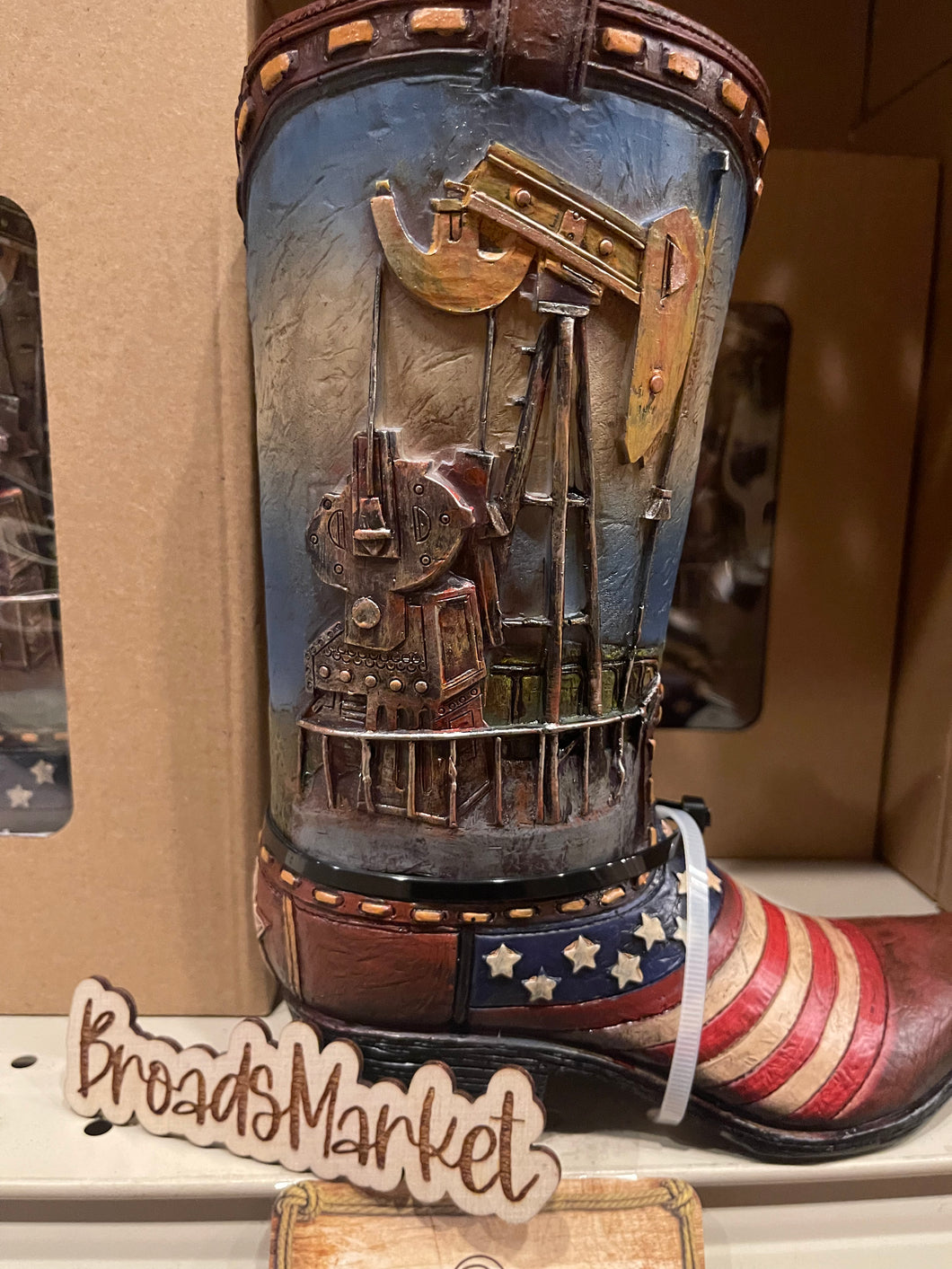 Oil Rig Americana Boot Vase