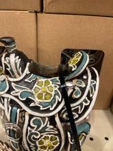 Load image into Gallery viewer, Grey Floral Saddle Vase
