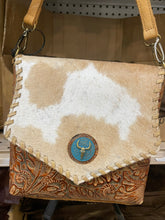 Load image into Gallery viewer, Turqouise Medallion Tooled Crossbody
