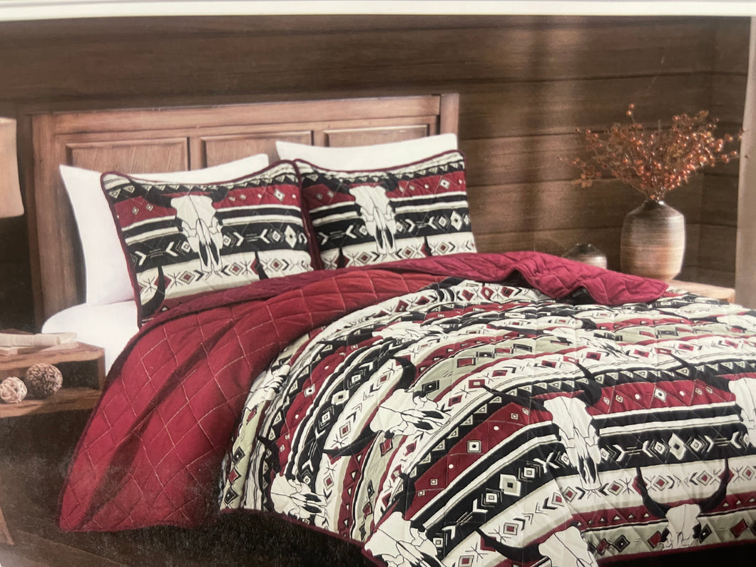 Red Bull Skull Southwestern Bedding Set